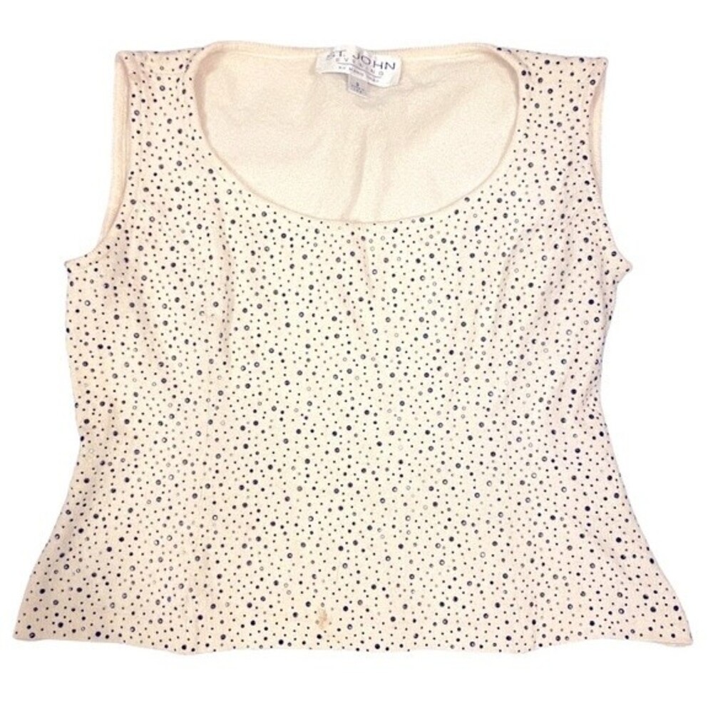 St. John evening by Marie Grey blouse cream black studded sleeveless top S